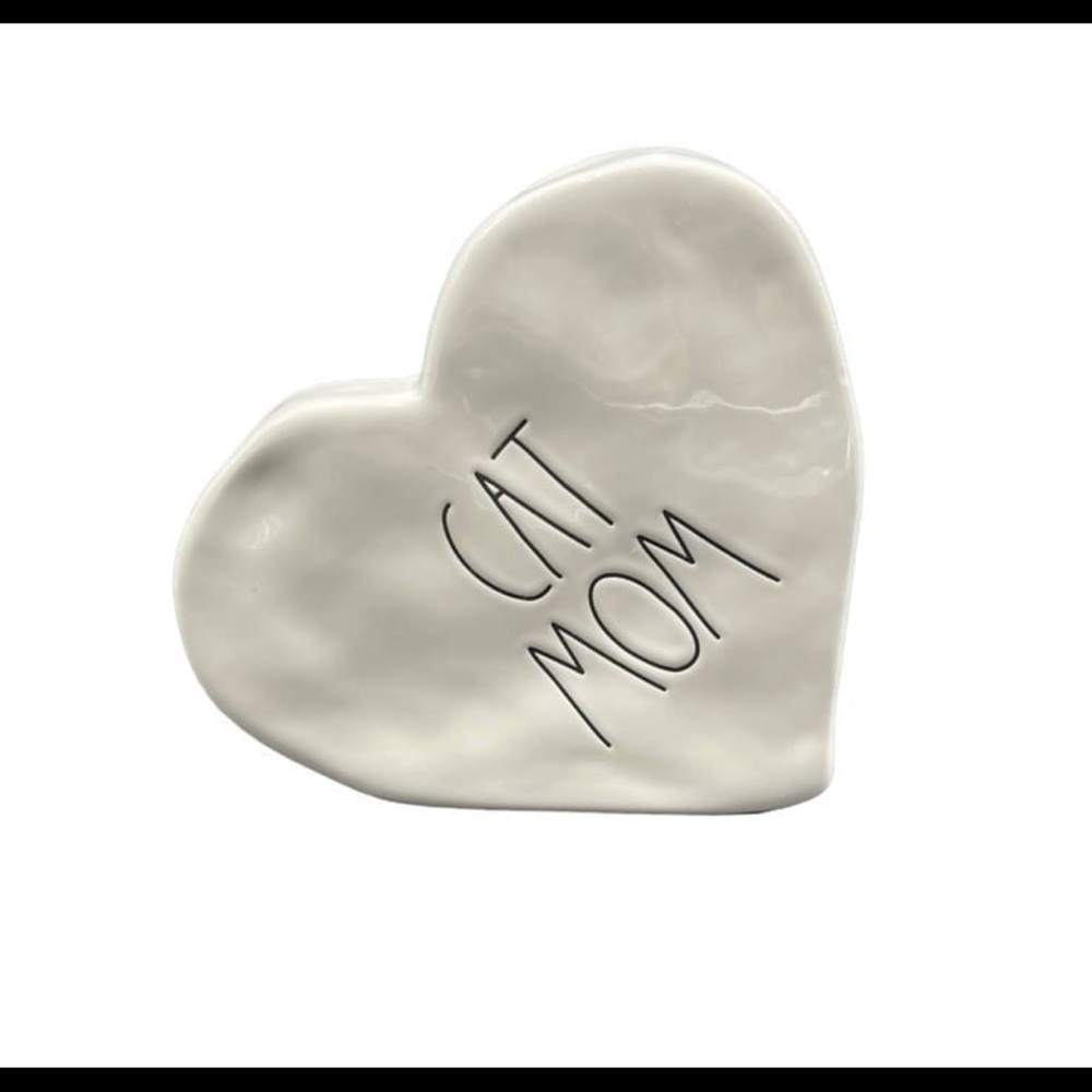 Rae Dunn White 'Cat Mom' Heart Decor